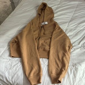 Cropped brown american eagle zip up